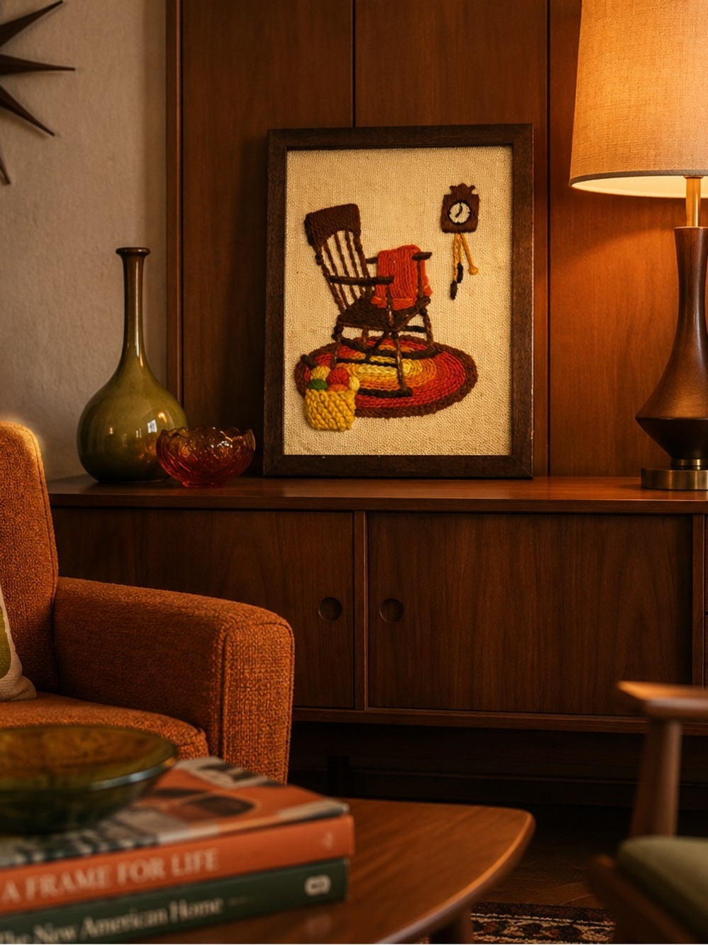 Handmade Hooked Rug Wall Art - Warm Autumn Colors